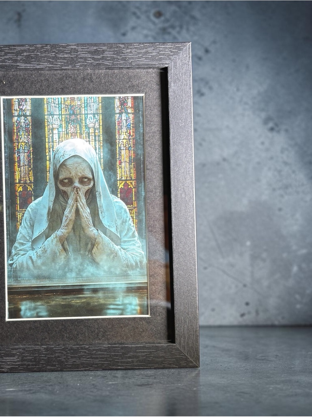 Creepy Nun Framed Art 5x7 Gothic Horror Haunted Decor